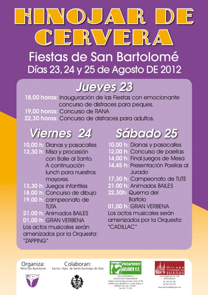 Cartel de fiestas Hinojar de Cervera 2012